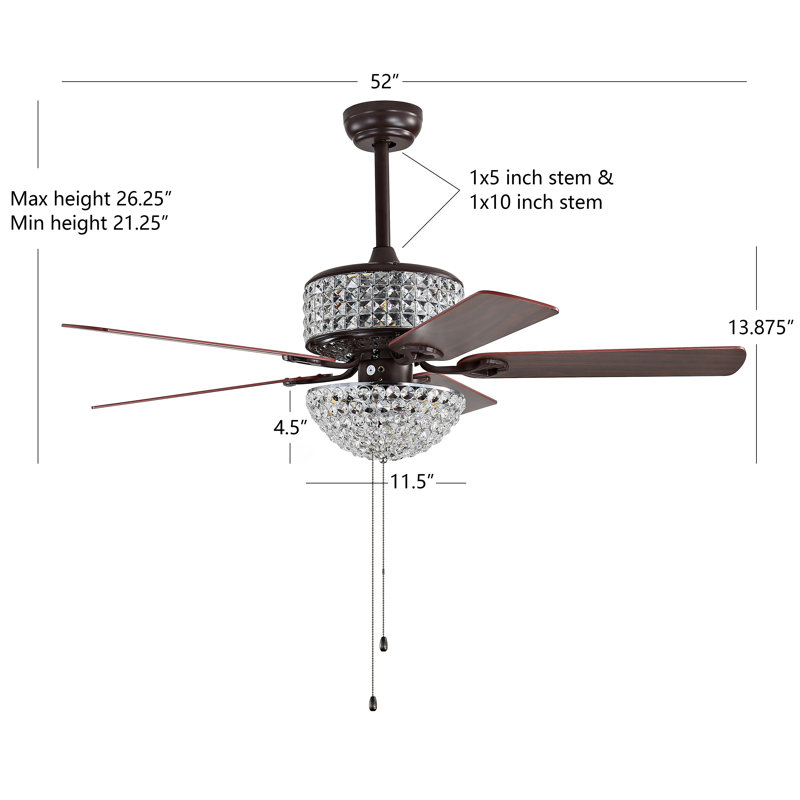 Ventilateur de plafond 52 pales 52 po Magallanes, ensemble d'éclairage inclus