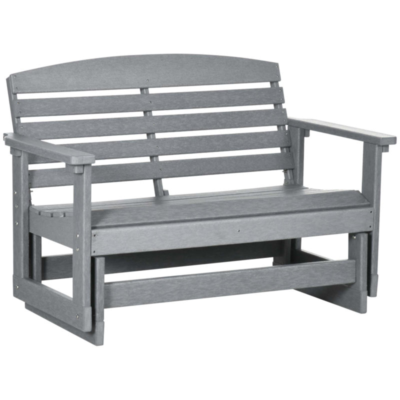 Banc oscillant d'extérieur pour 2 personnes avec structure en PEHD à lattes Outsunny, parfait pour la détente dans le jardin
