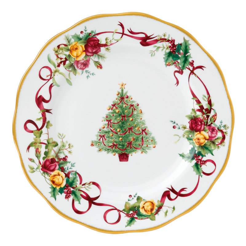 Old Country Roses Christmas Tree Dinner Plate 10.5"