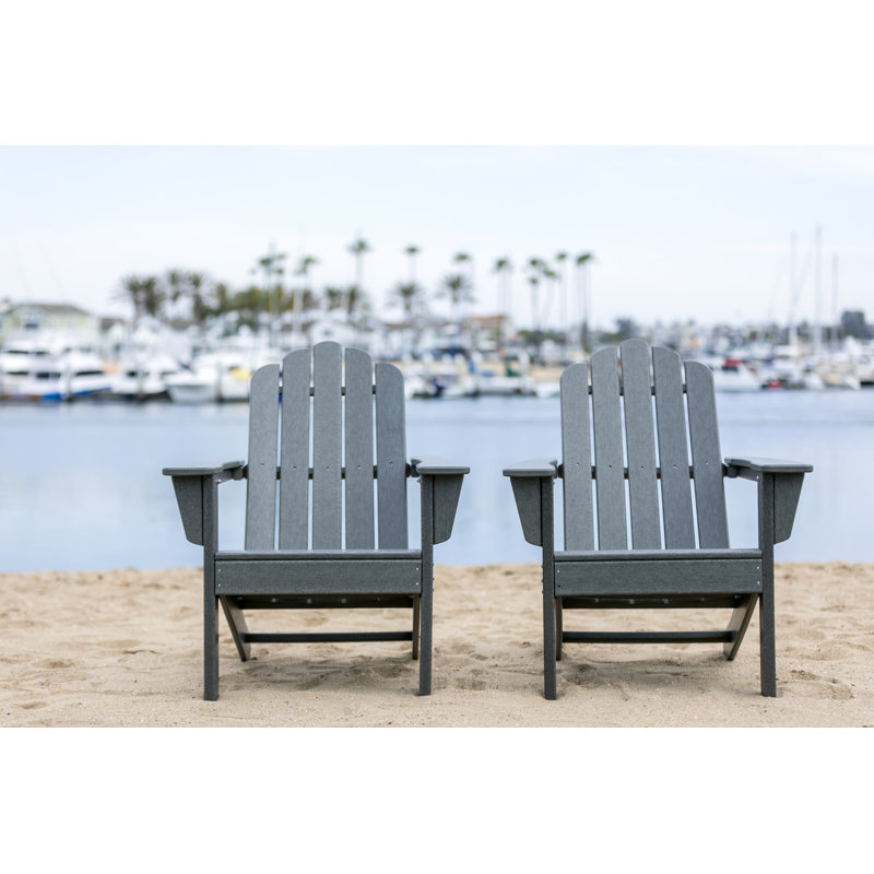 LuXeo Marina HDPE Outdoor Adirondack Chair, Grey