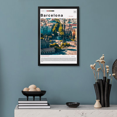 Barcelona Landscape Poster Premium Framed Posters