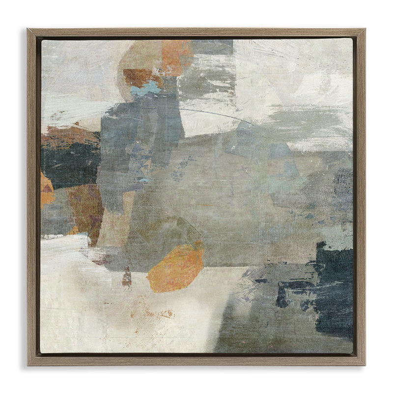 Rustic Grey Paint Strokes  Canvas Wall Art by Suzanne Nicoll, Montalcino Elm Floater Frame, 25" H x 25" W x 1.7" D