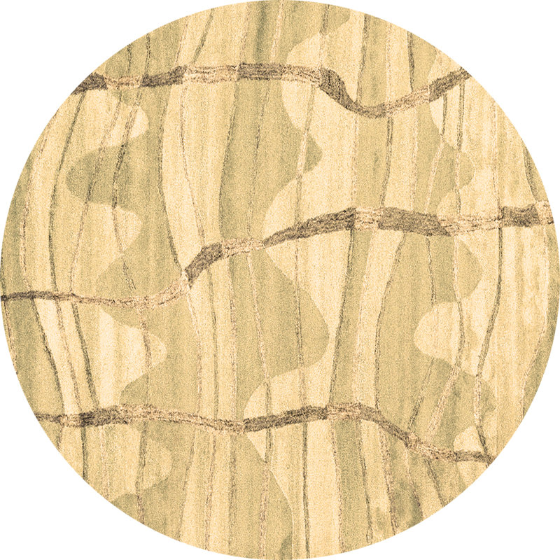 Tapis contemporains brun lavable à la machine 2601, Rond 5 pi