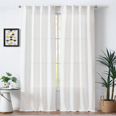Semi Sheer Rod Pocket Farmhouse Textured Curtains