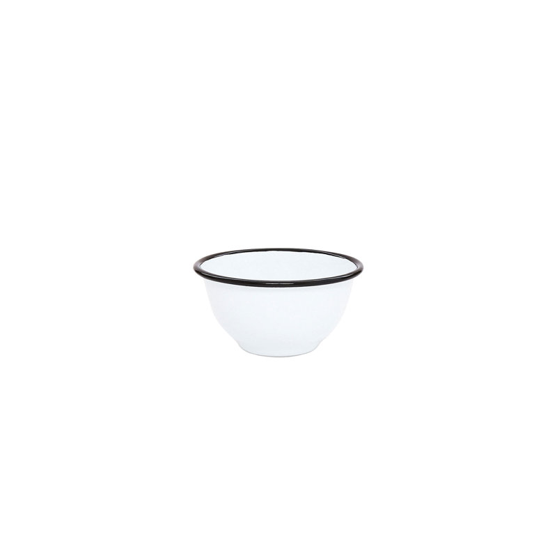 Crow Canyon Enamelware Vintage Small Footed Bowls, Black Rim