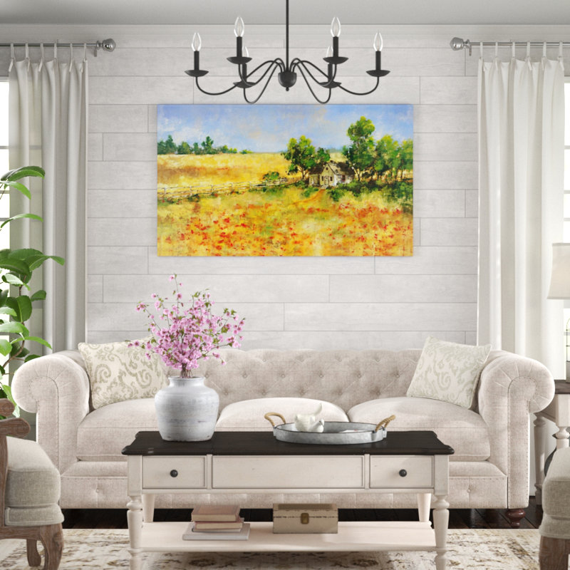 «Rustic Retreat» par Dominick - peinture sur toile tendue, Couche de verre, H 32 po x l 54 po x P 1,5 po