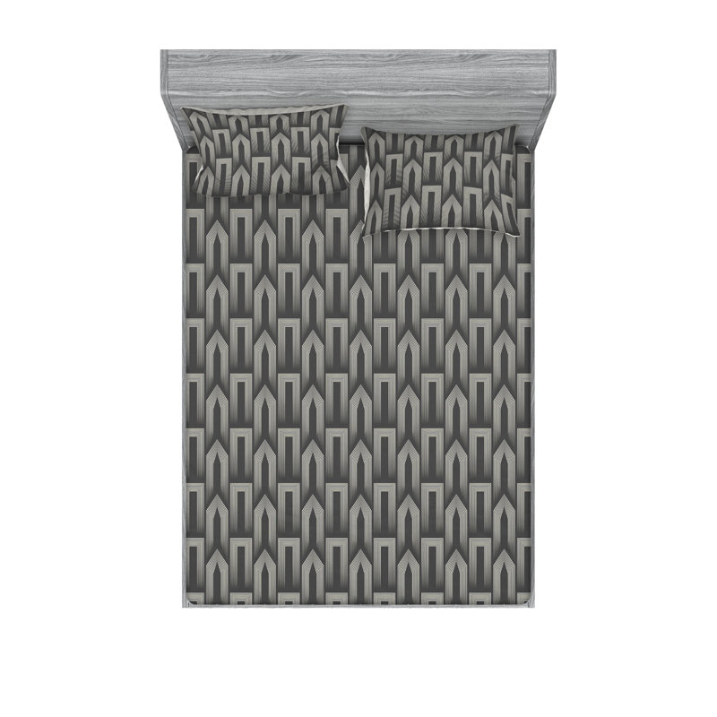 Drap-housse et taie décorative Ambesonne, California King Sheet Set with 2 Pillowcases