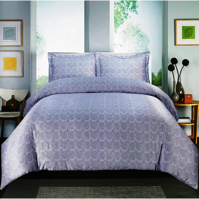 Paisley Sateen Paisley Sheet Set, Twin Sheet Set + Fitted Sheet + 1 Pillowcase, Gray