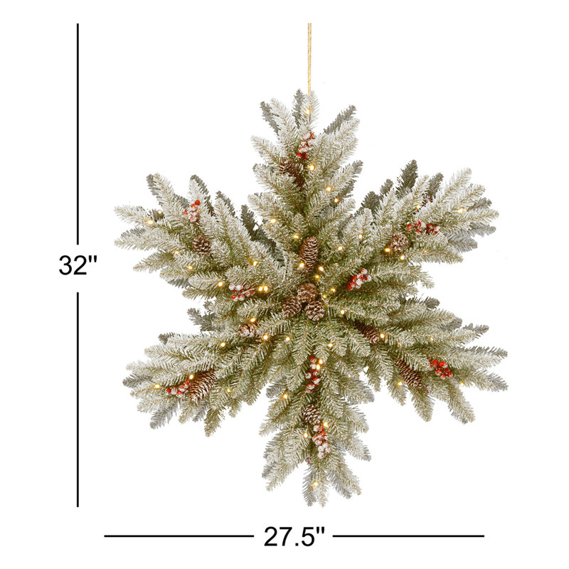 The Holiday Aisle® 32 in. Dunhill Fir Double-Sided Flocked Snowflake with LED Lights