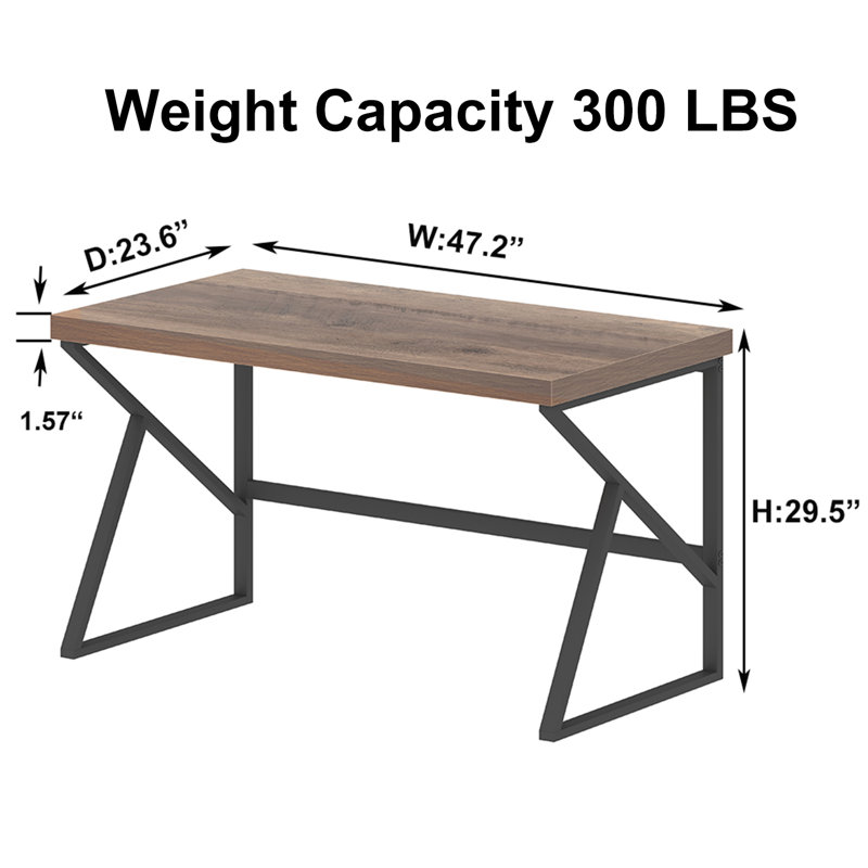 Kelleia Writing Desk, 29.5" H x 55.1" W x 23.6" D, Rustic Oak