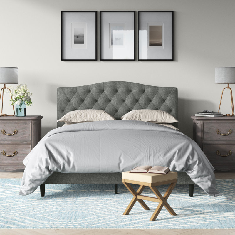 Saltford Upholstered Platform Bed, Stone, Queen