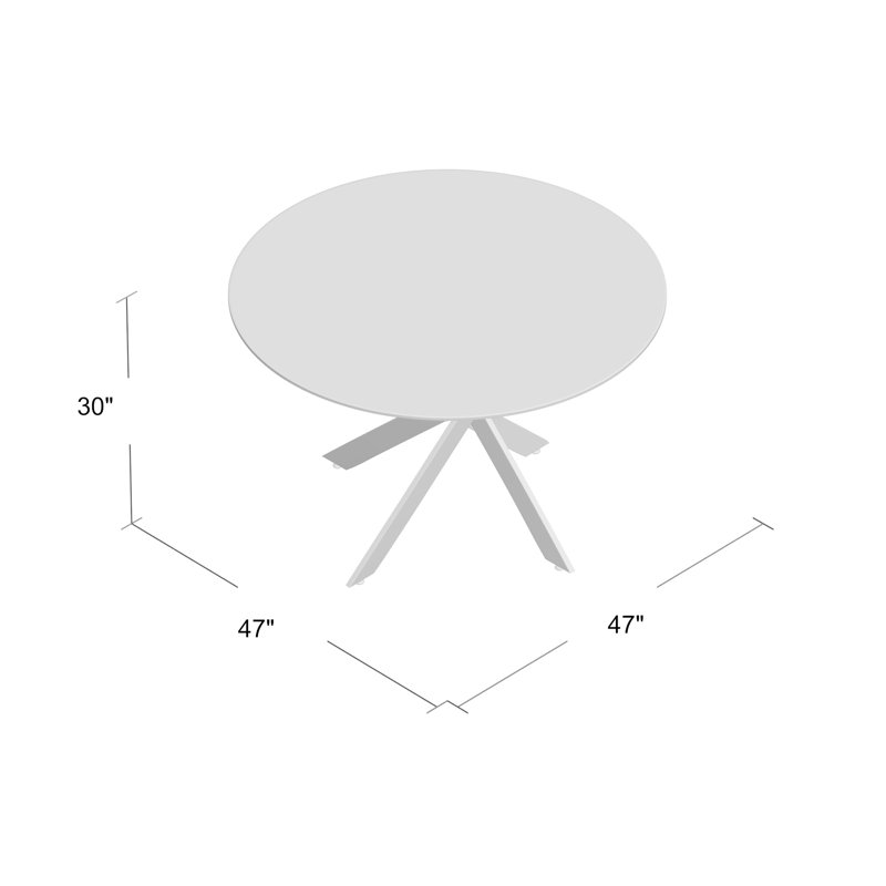 Table de salle à manger Felisha, Chrome, L 47 po x l 47 po