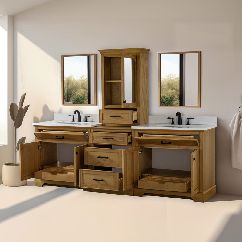 Ensemble de meuble-lavabo double 96 po Arruda, Chêne