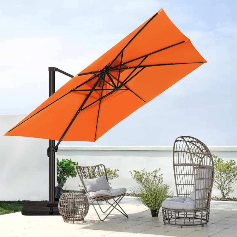 Parasol carré en porte-à-faux 120 po, Rouge orangé