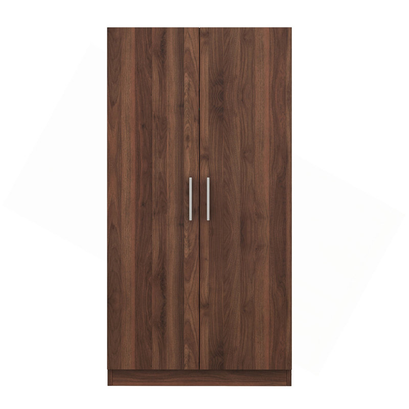 Armoire-penderie 2 portes en bois avec 3 tablettes de rangement, brun