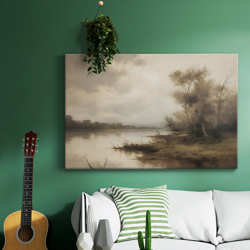 Paysage rétro - VI - Toile tendue avec châssis, H 13 po x l 19 po, Toile tendue