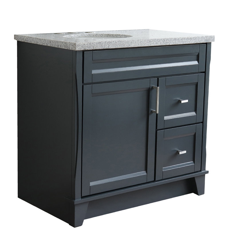 Ensemble de meuble-lavabo simple 37 po Noi, Gris foncé, Gris
