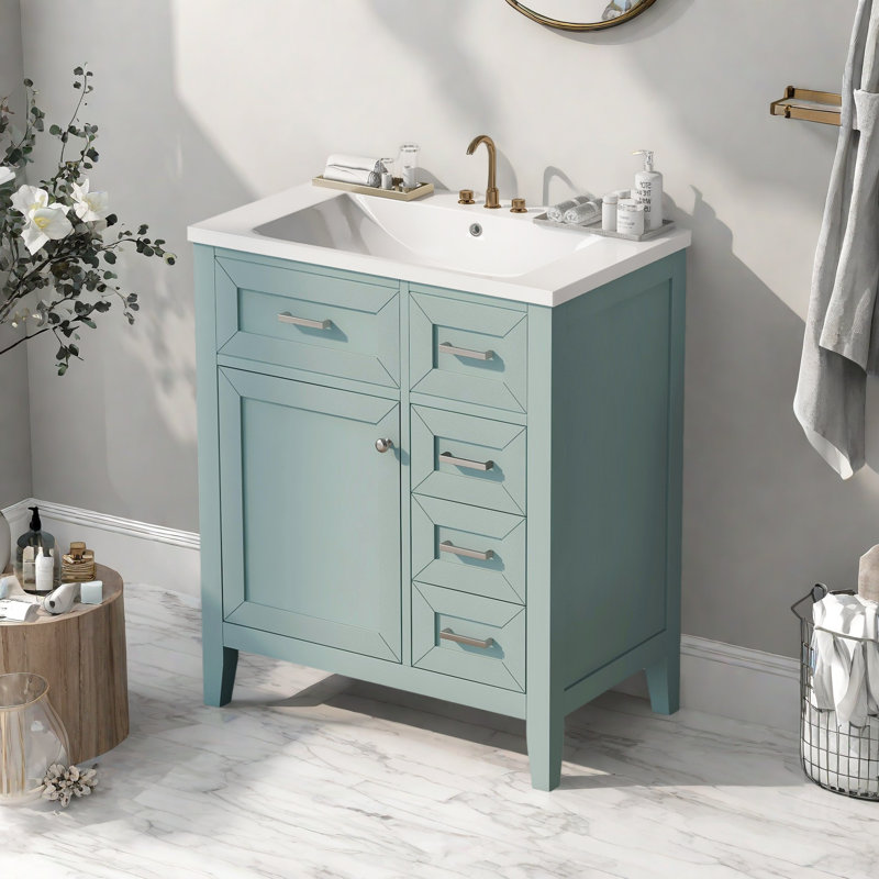 Meuble-lavabo de 30 po sans lavabo, base d'armoire seulement, Vert