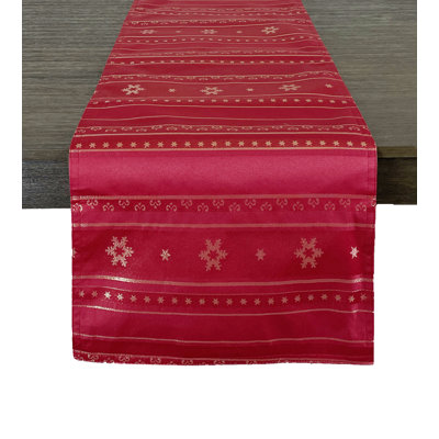 Red Metallic Snowflake Holiday Table Runner
