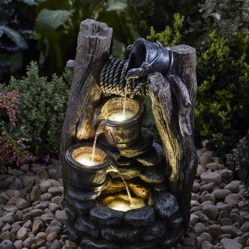 Leschenault Weather Resistant Cascade Fountain with Light