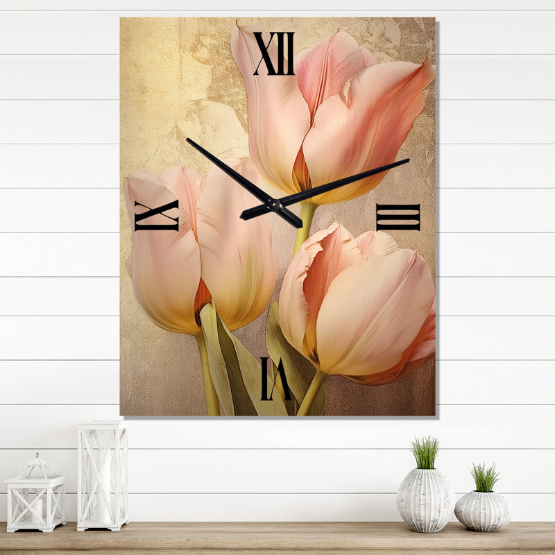 Horloge murale moderne Tulip Dreams IV - Floral, Grand