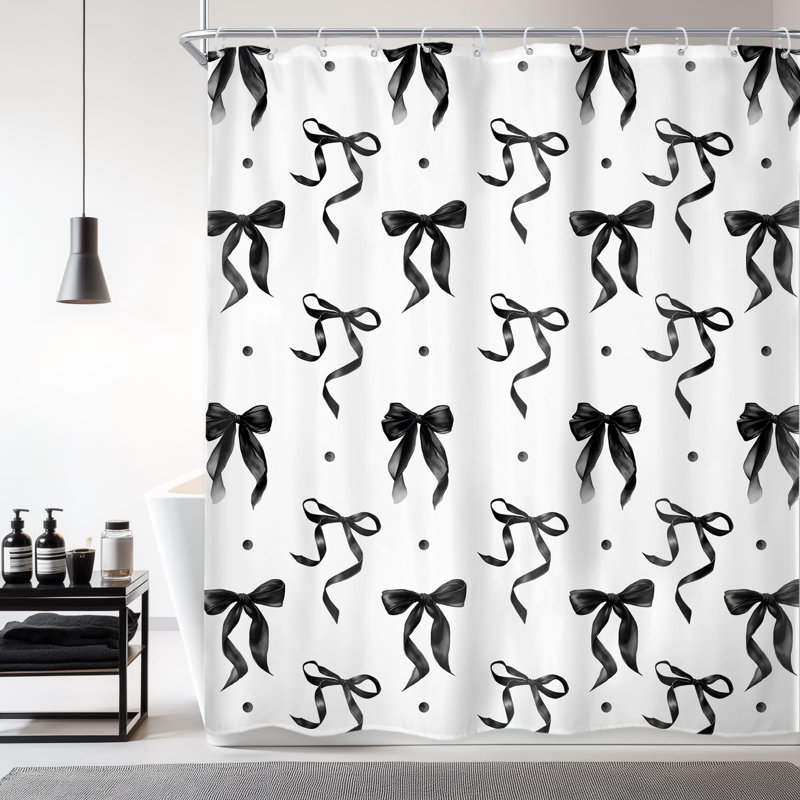 Rideau de douche noir et blanc, 1 panneau (noir / blanc)