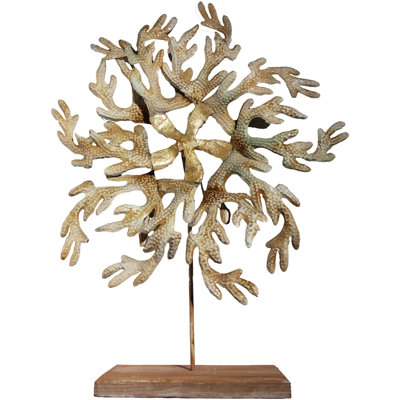 Metal & Capiz Sealife Blossom Coral on Stand 18x16.5"