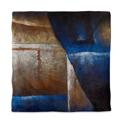 Industrial Blue Duvet Cover - Bronze Shapes with Blue Light