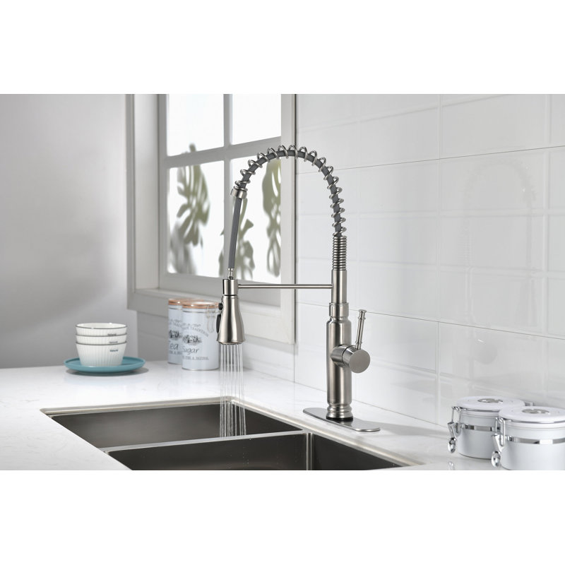 Robinet de cuisine tactile avec douchette extractible, Nickel brossé