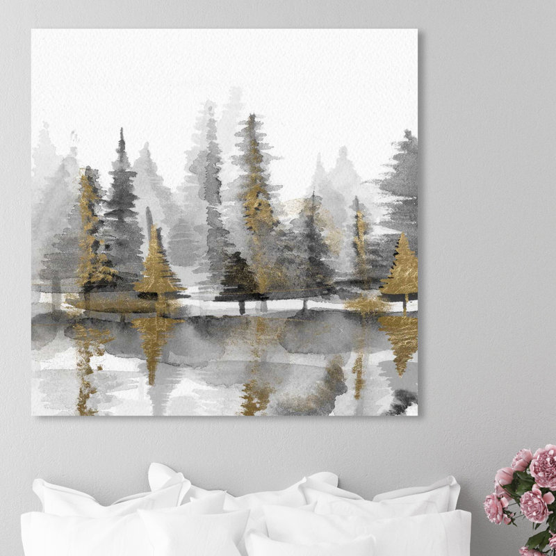 « golden reflection », peinture sur toile, H 43 po x l 43 po x P 2 po