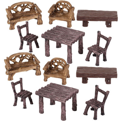 12 Pieces Garden Furniture Ornaments Miniature Table And Chairs Set -  Trinx, 8F9FBC162D5D4D80A7E3C1B3787F1CDB