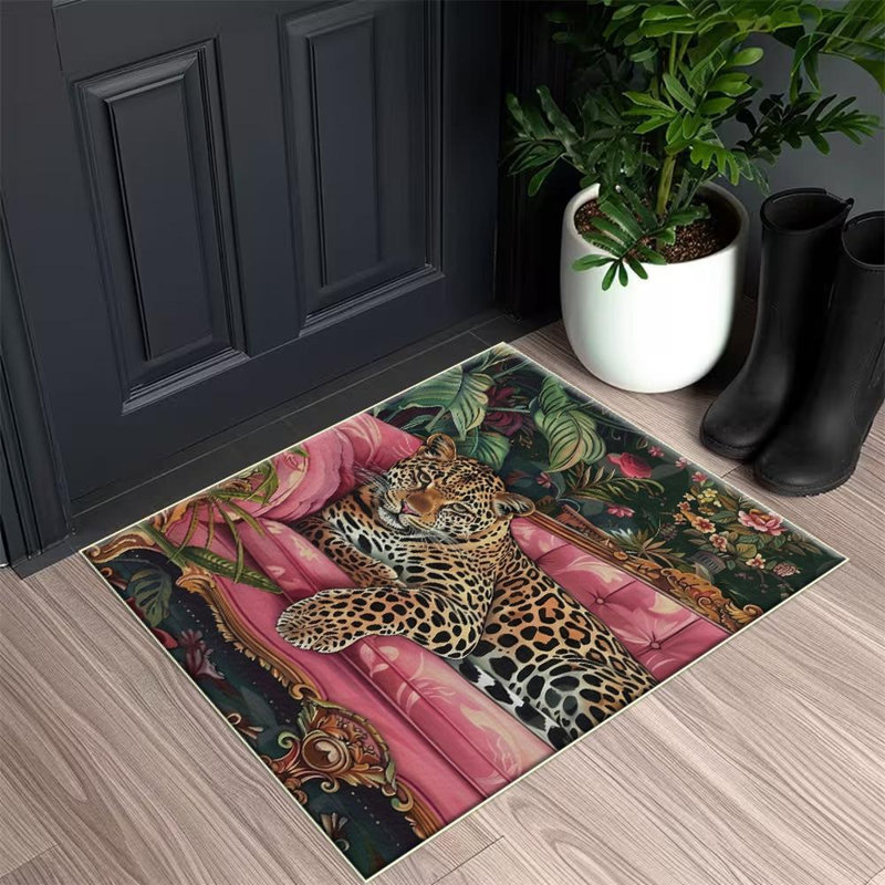 Floral & Animal Print Area Rug, Soft And Lightweight, Suitable For All Seasons, Easy To Maintain And Easy To Clean, Machine Washable Carpet Floor Mat, Suitable For Living Room, Bedroom, Hallway, Balcony, Entryway, Room Decor, Home Decor, Outdoor Decor