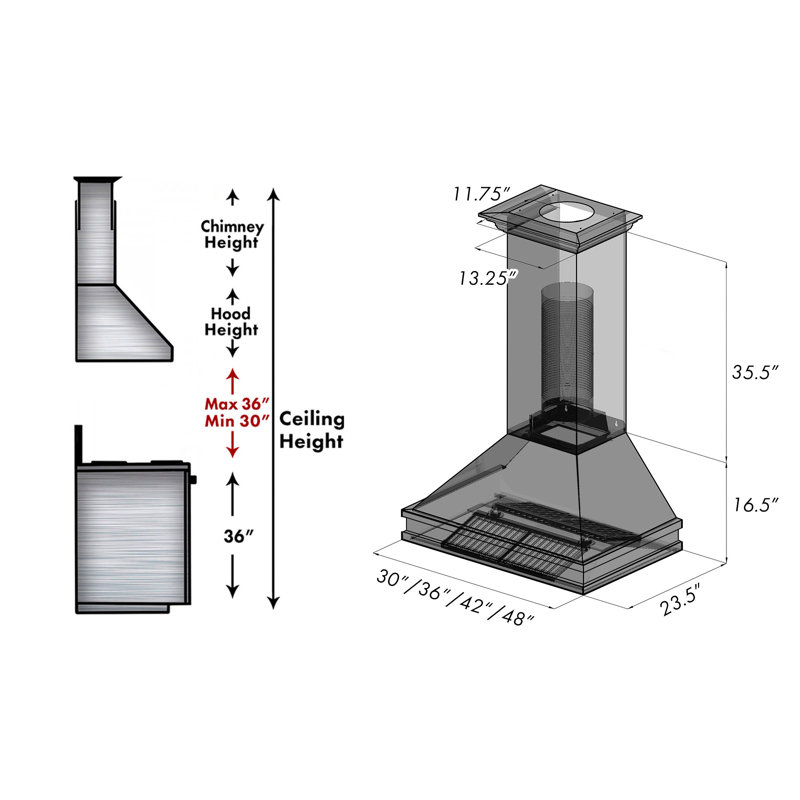 ZLINE 36" Designer Series Ducted Wall Mount Range Hood in Fingerprint Resistant Stainless Steel (8656S-36)