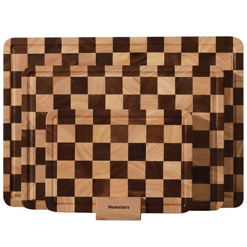 Ensemble de 3 planches à découper pour la cuisine, planche à découper en bois d'acacia, planche à découper en bois d'acacia servant une planche à découper en bois robuste et non toxique avec des rainures à jus