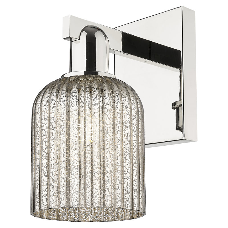 Downtown Urban - Franklin - 1 Light 5" Wall-mounted Sconce - Deco Swirl Shade, Clear, Polished Nickel