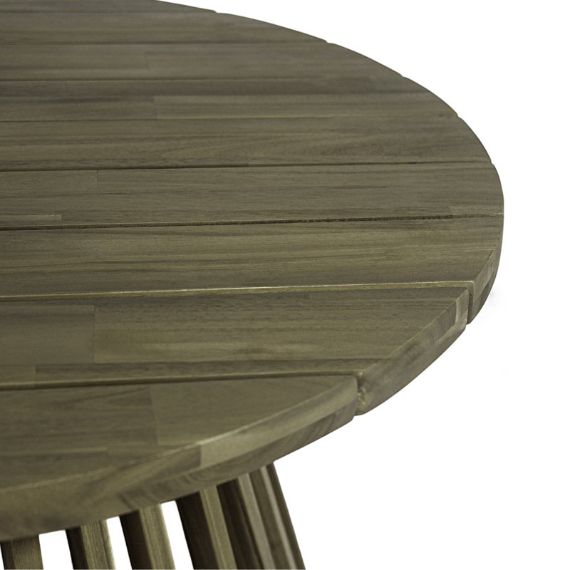 Table basse d'extérieur ronde en bois au design distinctif, To Elements, table de patio grise de 1,1 po d'épaisseur, 16 po, plateau de table