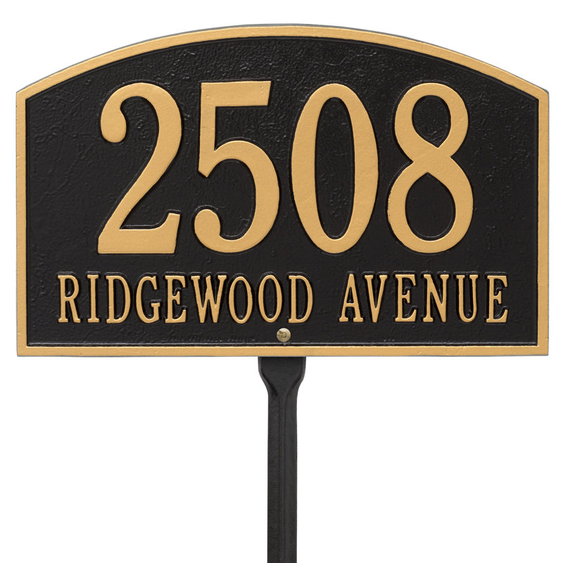 Legacy 2-Line Lawn Address Sign, Yes, Black / Gold
