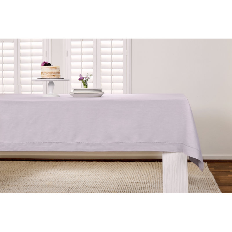 100% Pure Linen Hemstitch Table Cloth - Classic Hemstitch, Lilac, 108" x 60"