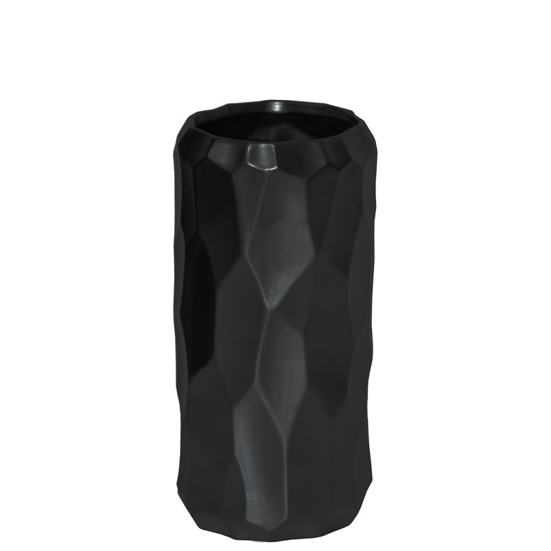 Perron Ceramic Table Vase, 10.5" H x 5.5" W x 5.5" D, Black