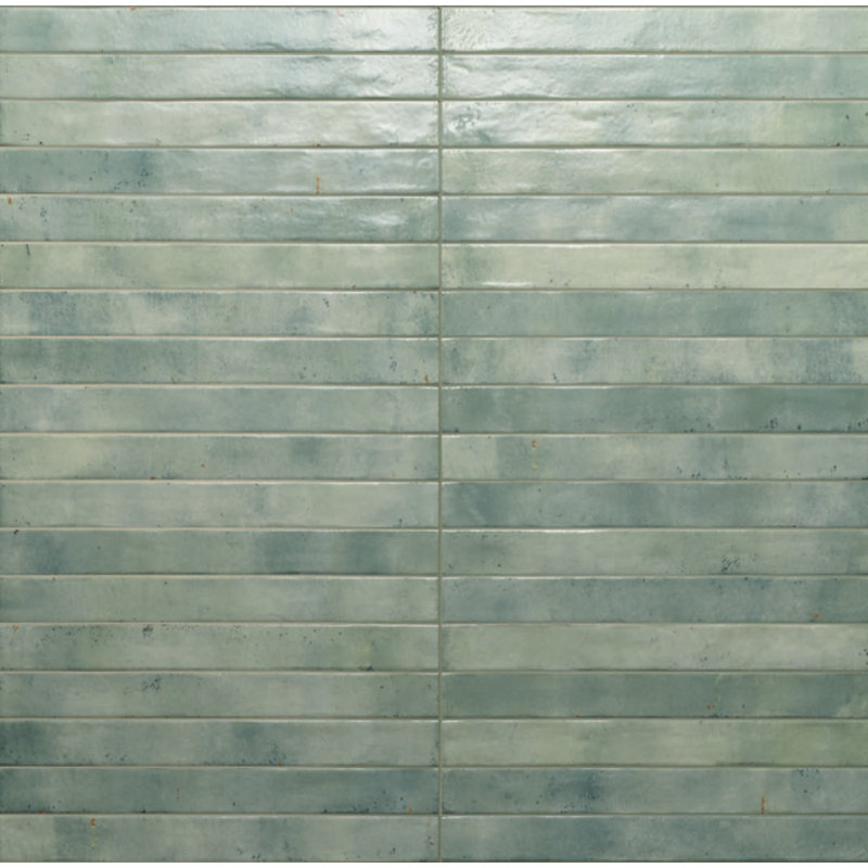 Color Wheel | 2"x 18" Porcelain Brick Look Wall Tile, Aquamarine