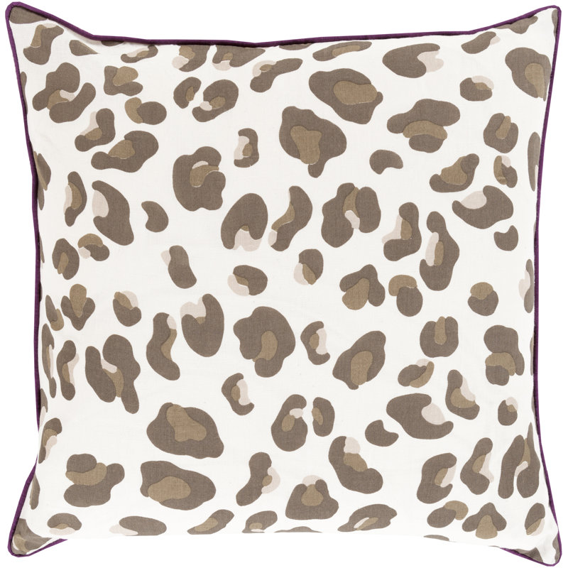 Animal Print Down Throw Pillow, 22" x 22", Sea Foam / Mocha, Down