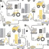 Tiny Tots 2 Contruction Trucks Design 33' L x 21" W Wallpaper Roll