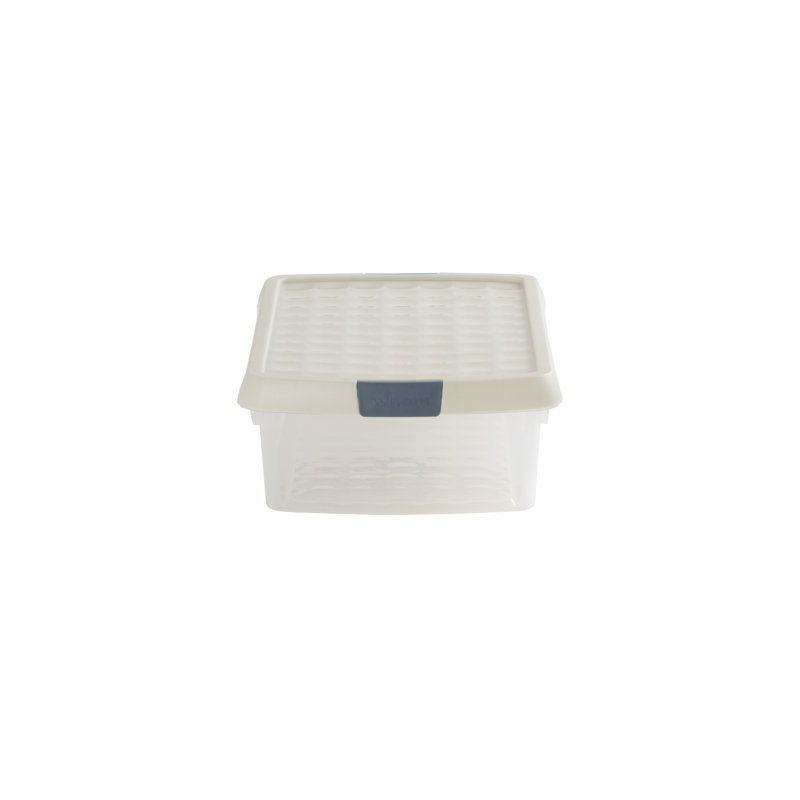 Wham Clip Rectangular Plastic Storage Boxes with Secure Clip Lock Lids Clear/Green Milieu/Stone, Cream, 7 Liters