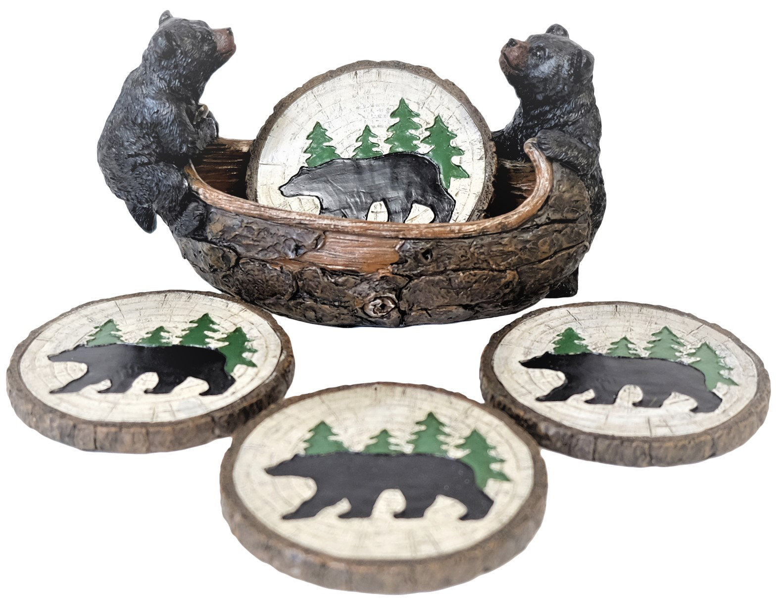 Loon Peak Resin Round 4 Piece Coaster Set With Holder Wayfair