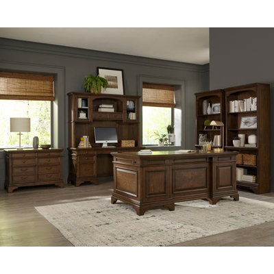 Kraft Burnished Oak 7-drawer Executive Desk
