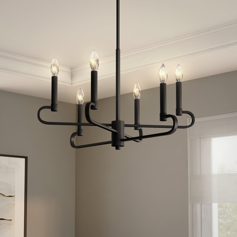 Maegann 6 - Light Dimmable Classic / Traditional Chandelier, Matte Black