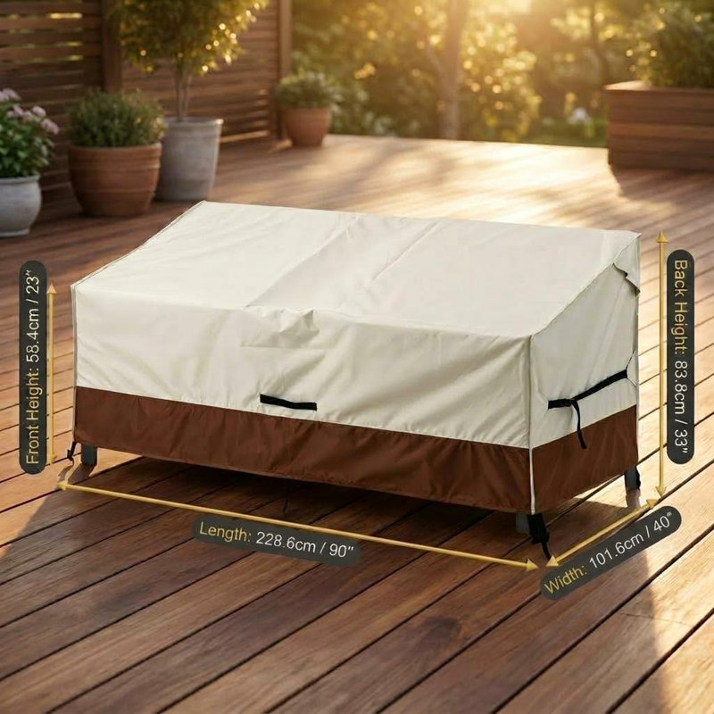 Housse de protection pour canapé d'extérieur robuste à 3 places, Beige