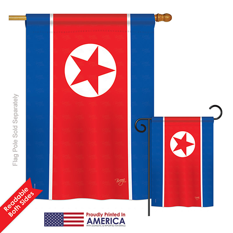 Drapeau de polyester vertical décoratif à 2 côtés, corée du nord du monde
