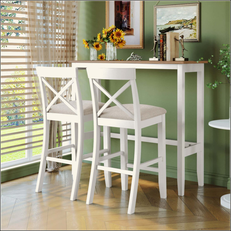Ensemble de coin-repas en bois Farmhouse, Blanc, Brun