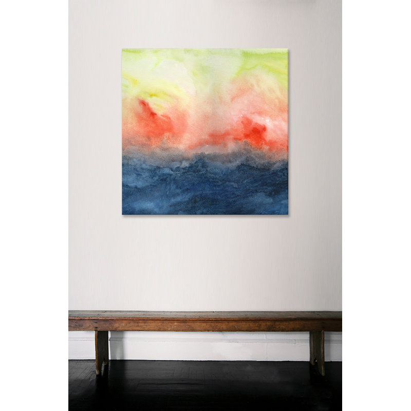 'Brush Fire' Painting Print on Canvas, Black Framed Canvas, 18" H x 18" W x 1.5" D, No Mat